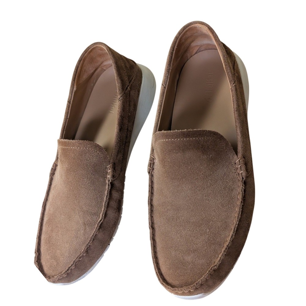 OluKai Ka'a Mens Slip-On Suede Loafers 11 Brown Moc Toe Casual Shoe Drop-In Heel